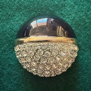 Gold and black enamel vintage Rhinestone Brooch